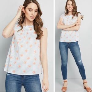 ModCloth Stripes Crab Print Blouse Sz M